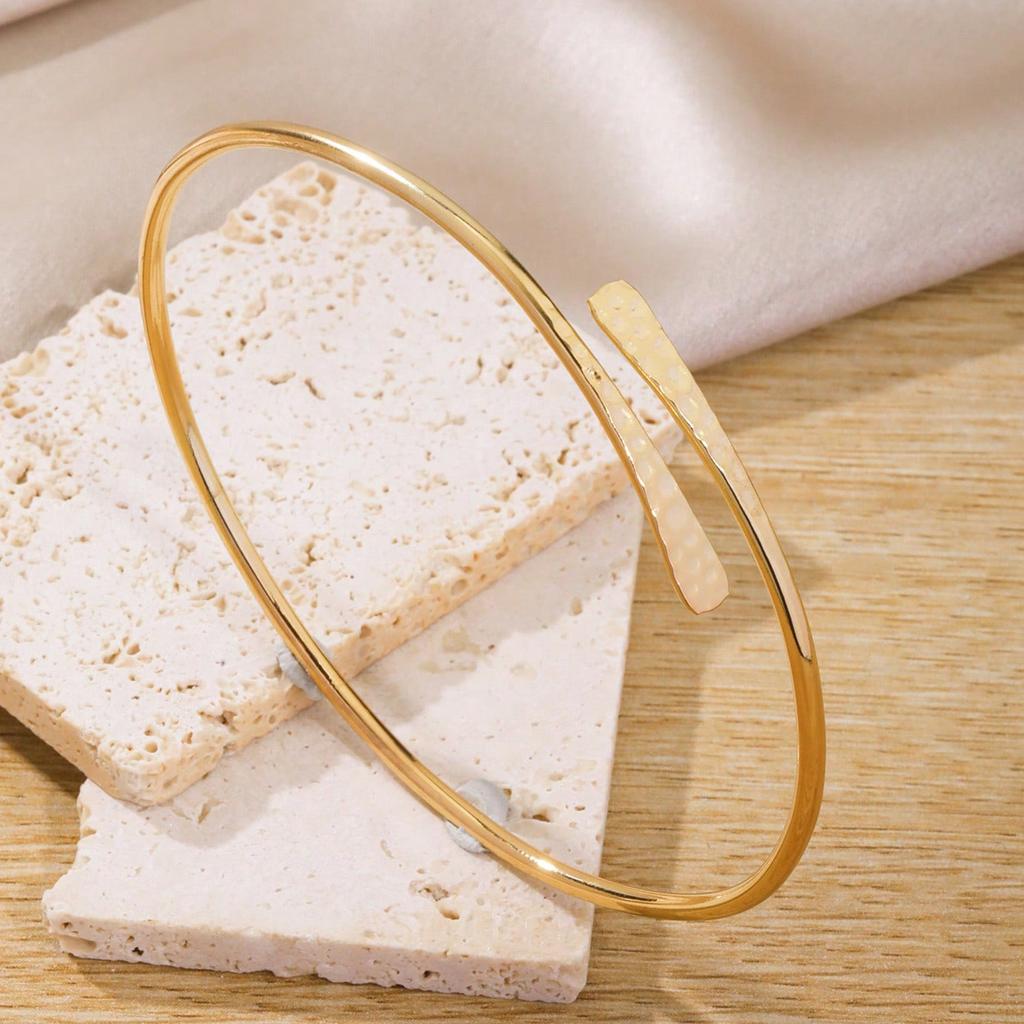 FTCY Boho Arm Bracelet for Women Vintage Geometric Gold Color Leaf Women's Arm Bangles Adjustable Jewelry