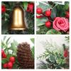 Christmas Wreath with Golden Bell Front Door Garland Waterproof Red Rose Petals Pine Cones Festive Holiday Decoration