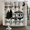 Camper Shower Curtain Happy Camper Trailer Car Rv Forest Mountain Tent Camping Bathroom Shower Curtain Waterproof Bath Curtain