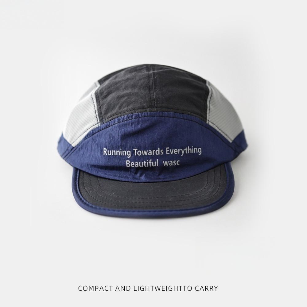 Unisex 5 Panel Camp Cap Color Block Patchwork Soft Brim Packable Hat Quick Dry Breathable Summer Streetwear Outdoor Sports Cap Adjustable