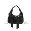 Solid Color Bow Shoulder Bag With Zipper Closure For Daily Use In Trendy Street Style