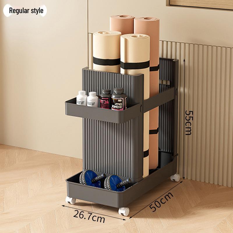 Mobile Home Exercise Gear Organizer with Wheels for Badminton Rackets & Yoga Mats