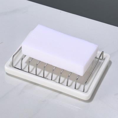Ceramic Ceramic Soap Dish Stainless Steel Drain Holder Simple Storage Dish  Baby Bottle