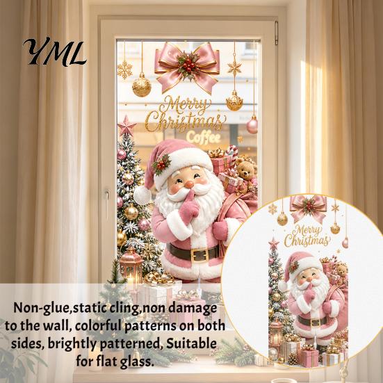 Removable Festive Wall Art Christmas Window Clings, Cute Snowman Santa Penguin Reindeer Stickers for Decals Glass, Reusable Holiday Static PVC