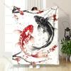Red and Black Koi Among Cherry Blossoms Print Blanket Warm Soft Suitable for All Seasons for Home Sofa Travel Camping Picnics