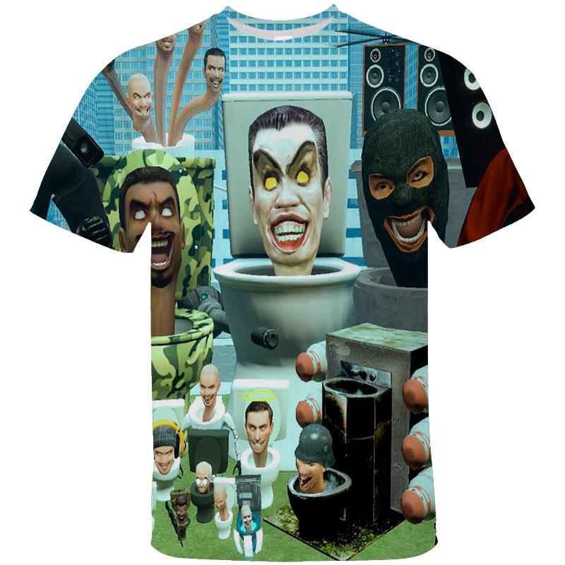 3D Funny Toilet Printing T-Shirt Cartoon Camera Graphic T-Shirt Men Children Fashion Street Clothing T-Shirt
