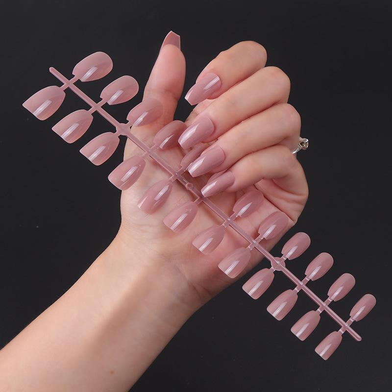 24pcs/set DIY Quick Nails Short Ballet Glossy False Nails Multicolor Strips Finished Wear Manicure