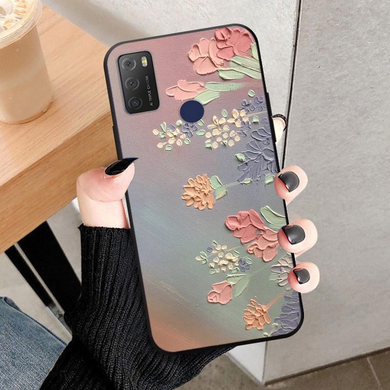 For TCL 20Y 20E Case Black Silicone Bumper Wolf Lions Soft TPU Covers for TCL 20E 6125F Funda Coque TCL20Y 20 Y 6156D Shells