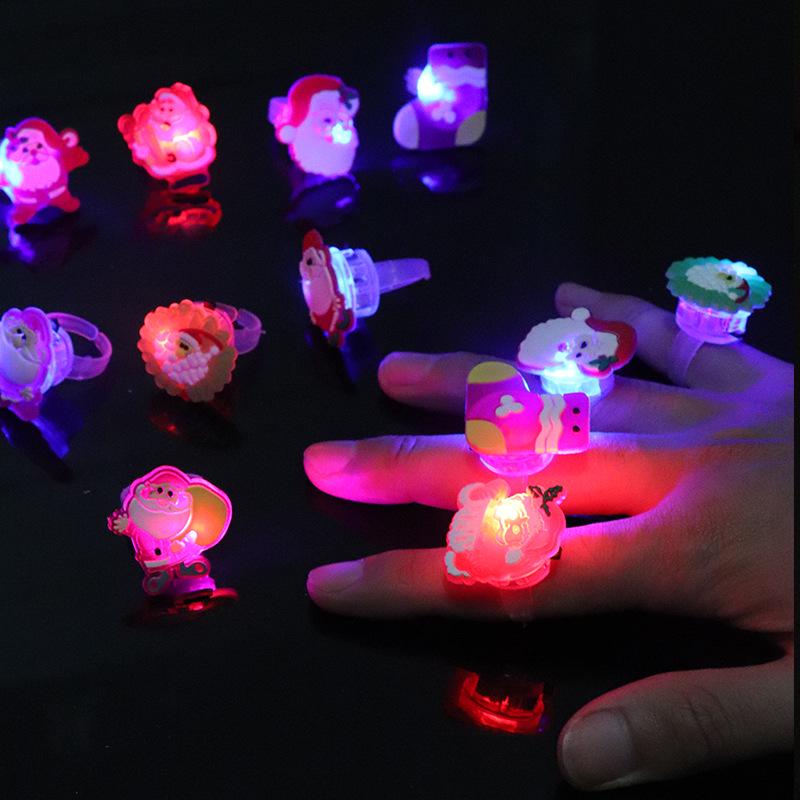 Children's Luminous Christmas Glitter Cartoon Ring Decorations
