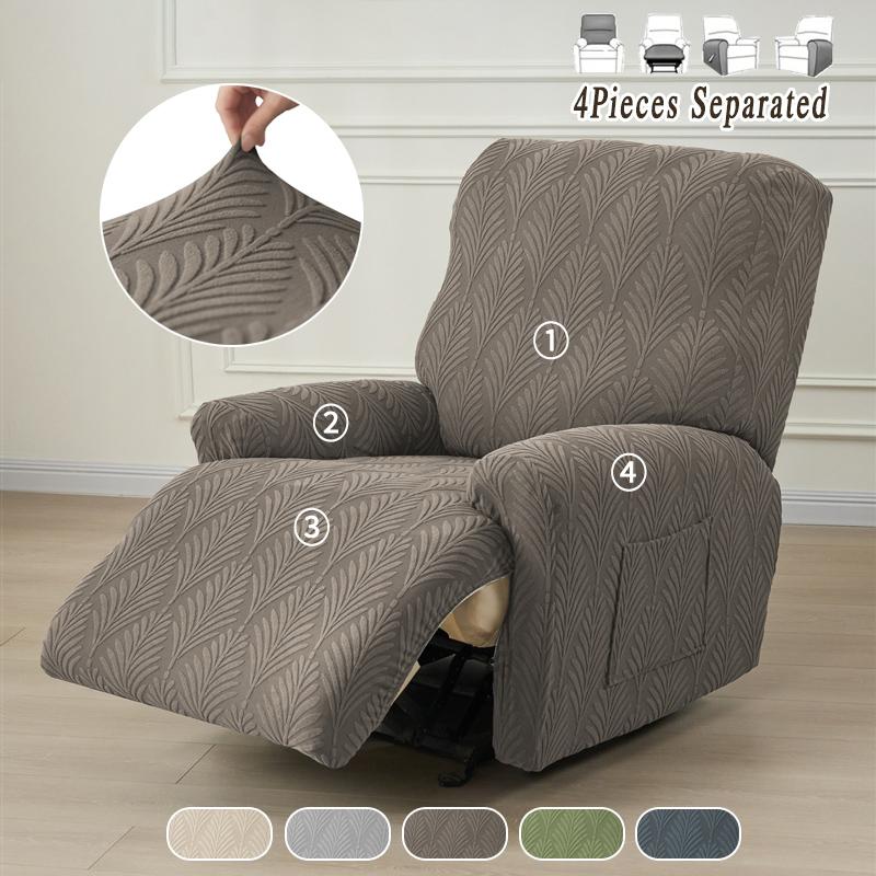 

4pcs Leaf Jacquard Split Recliner Sofa Cover Durable Recliner Chair Covers Elastic Armchairs Slipcover Protector Funda Sofá Home