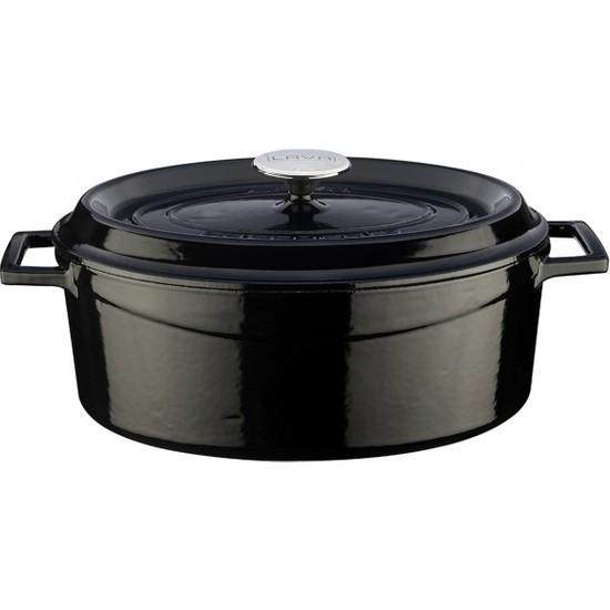 

Лавовый чугунный овальный горшок диаметром 31 см Trendy Black