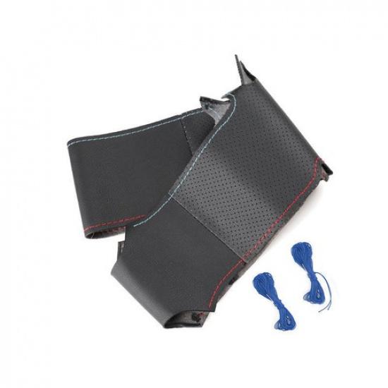 Black-red Blue Line Steering Wheel Leather Cover For BMW M Sport E46 330i E39 M3