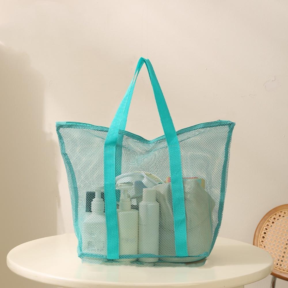 PVC Mesh Beach Bag Zipper Swimming Tote Bag Storage Bag Hollow Out Handbag  School