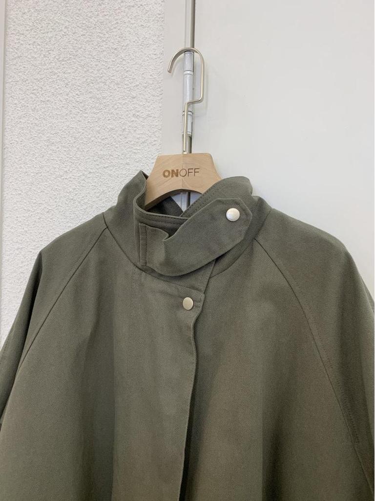 Women's Korean Autumn Retro Stand-Up Collar Cape Trench Coat with Large Pockets