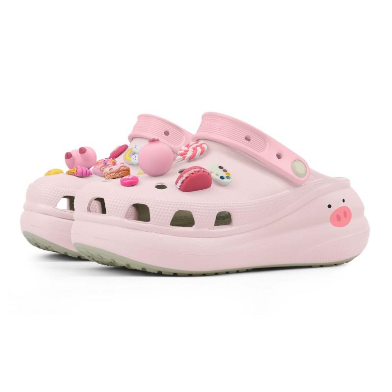 Crocs Crush Clog Candy Piglet - Love Gift Box EVA Cute Graffiti Macaron Decorative Buckle Simple Hole Shoes Unisex Pink