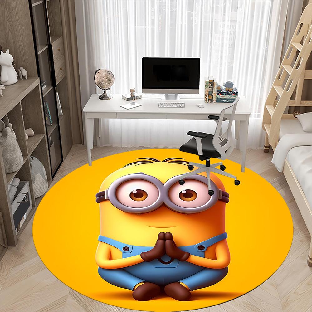 1pcYoga Minion Office Round Area Rug, Indoor Mat Suitable For Office, Under Office Chairs Bedroom Living Room Home Decor, Room Deco