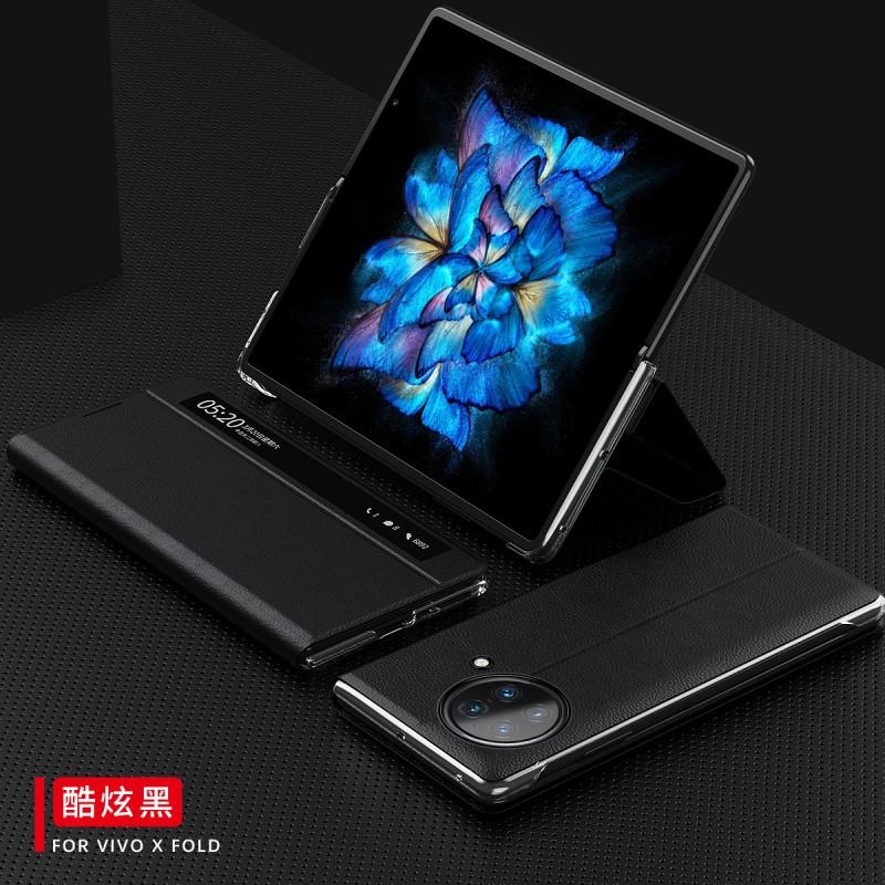 Slim Full-Body Protective Case Vivo X Fold With Side Window Smart Flip Cover Stand Function PC Material Anti-Scratch Drop