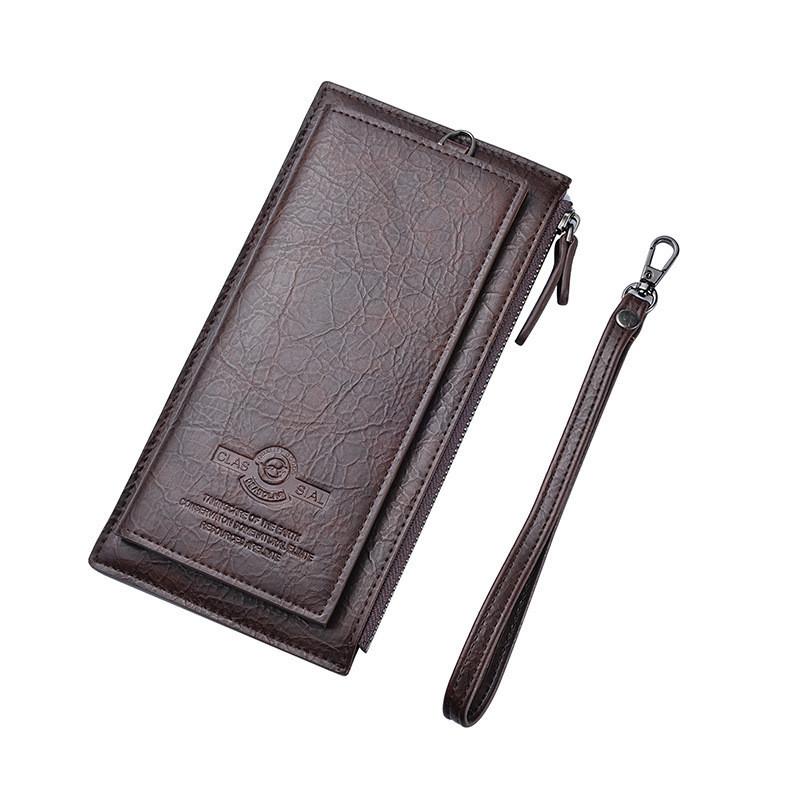 

Deabolar New Men s Long Wallet European And American Style Vintage Pu Soft Leather Handheld Handbag колір темно кави