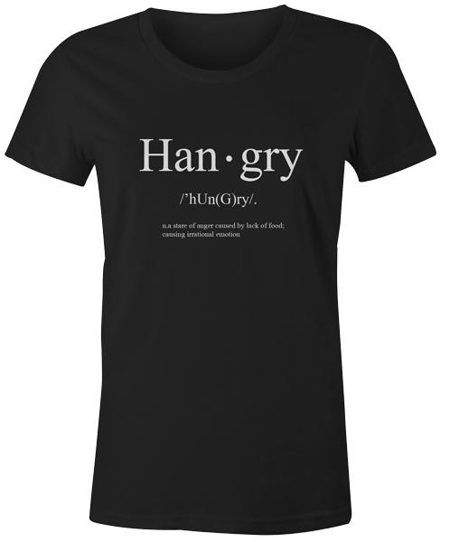 

Han Gry Womens T-Shirt Food Funny Hungry Tumblr Quote Top Tee S