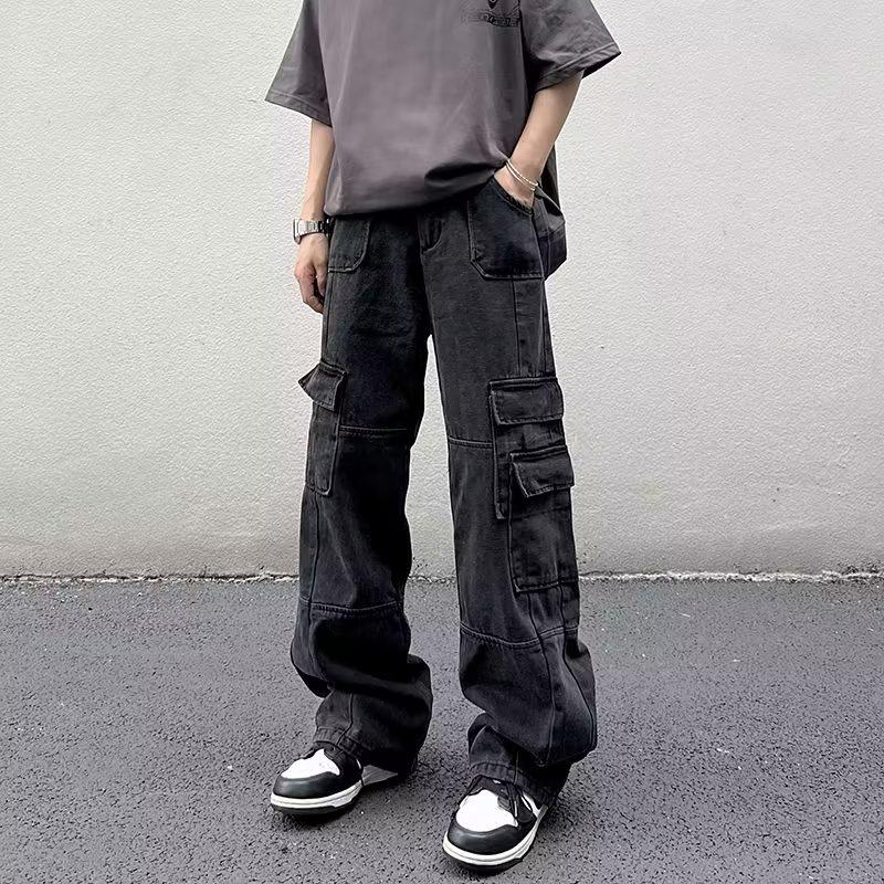 Men's Loose-Fit Overalls: Solid Color, Trendy Casual Pants, New Style Fashion for Youth