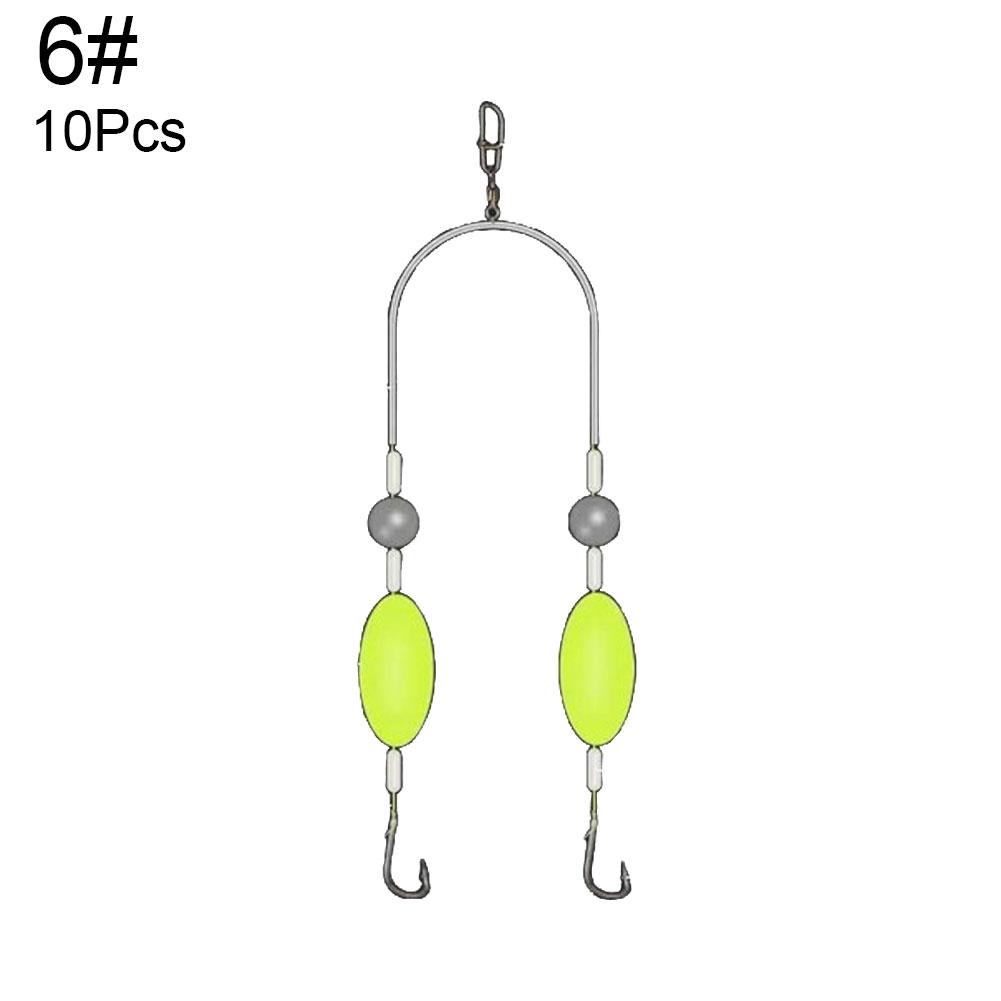 10PCs Double Reverse Fishing Hook Set,Double-Hook Reverse Bottom Rig, Anti Tangle Split Fishing Hooks For Freshwater & Saltwater