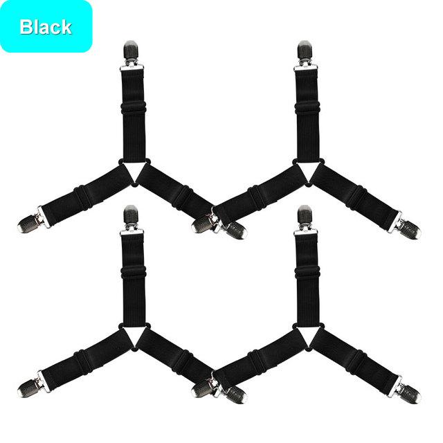 4 Pcs/set Elastic Bed Clips Sheet Belt Fastener Adjustable Bed Sheet Grippers Mattress Cover Non-slip Clip Blankets Holder