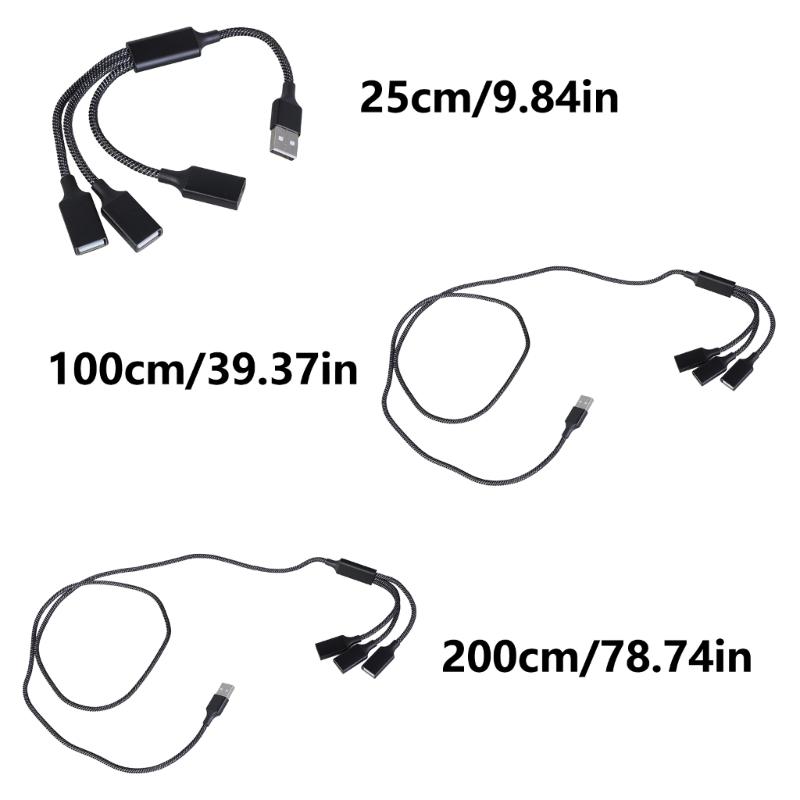 USB Splitterkabel USB Stecker auf 3 USB Buchsen Verlängerungskabel Unterstützt Datensynchronisierung und Aufladen für mehrere Geräte