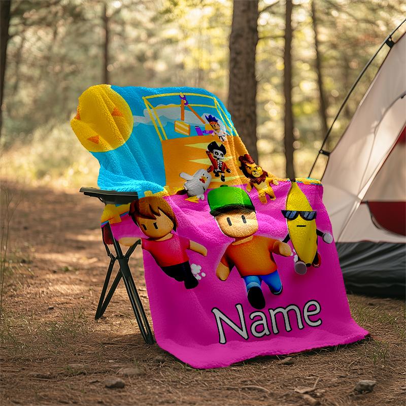 Personalized Custom Name Blanket - Stumble Guys Print Design,Blanket for Sofa,Bed,Travel,Camping - Soft and Warm, Great Gift