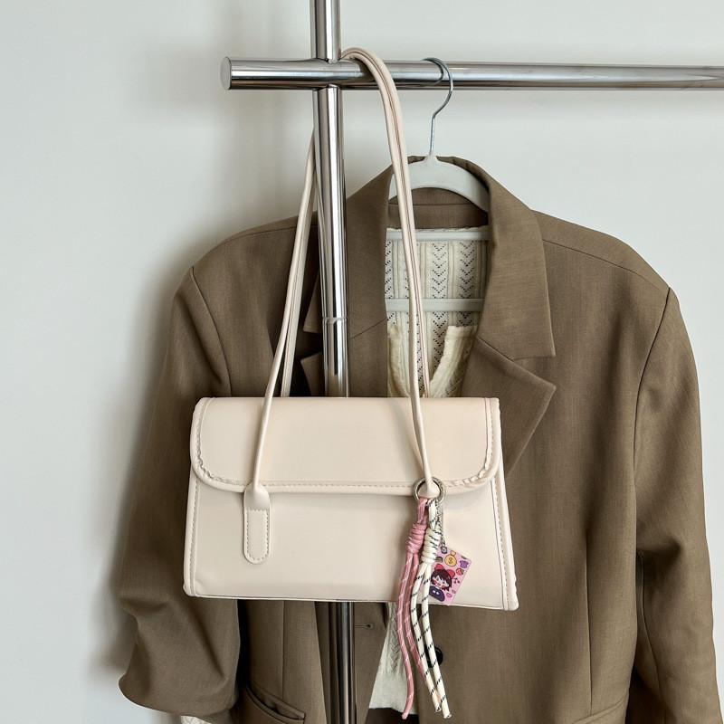 Pu Handbag Stylish Shoulder Bag With Solid Color Design For Casual Street