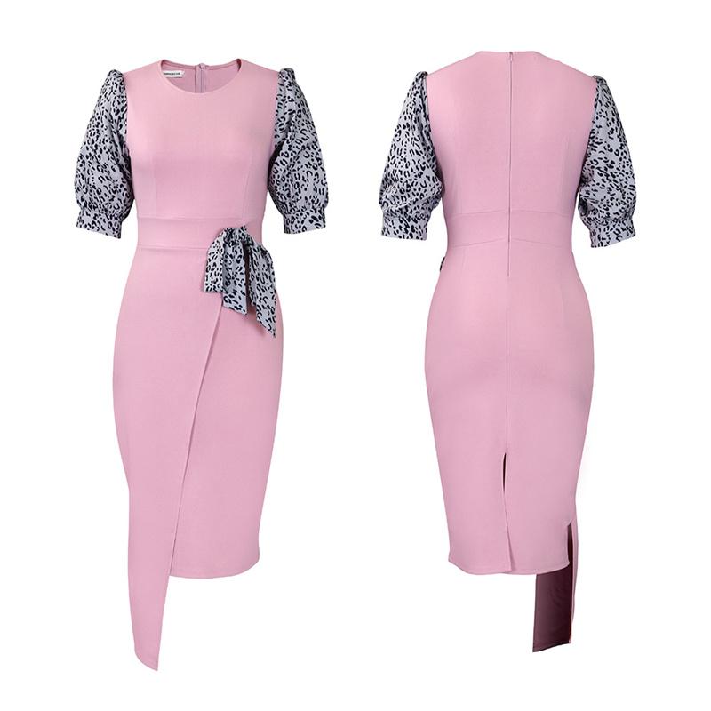 Rozcięcie Ubrania Lato Damska Sukienka Ołówkowa Moda Temperament Drukowany Patchwork