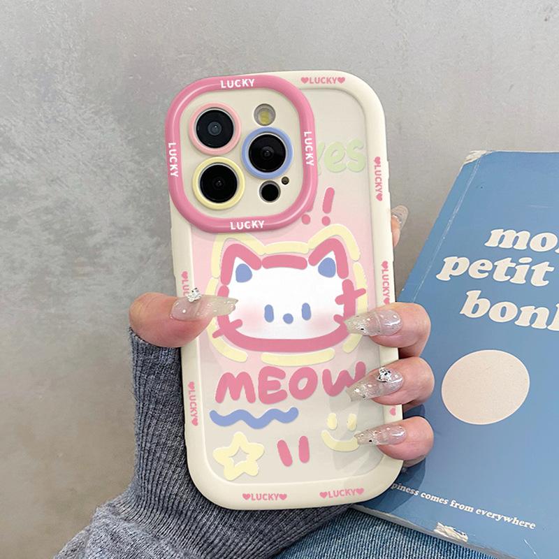 Pink Cat for IPhone17promax Phone Case for Apple 15 New 14plus Silicone for IPhone13