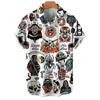 3D Totenkopf Party Hawaiianhemd Herren Lässig Locker Atmungsaktiv Sommer Streetwear Kurzarm Strand