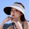 Women'S Summer New Sunscreen Hat, Beige Hat With Headband, Large Brim, Open-Top Sunshade Hat