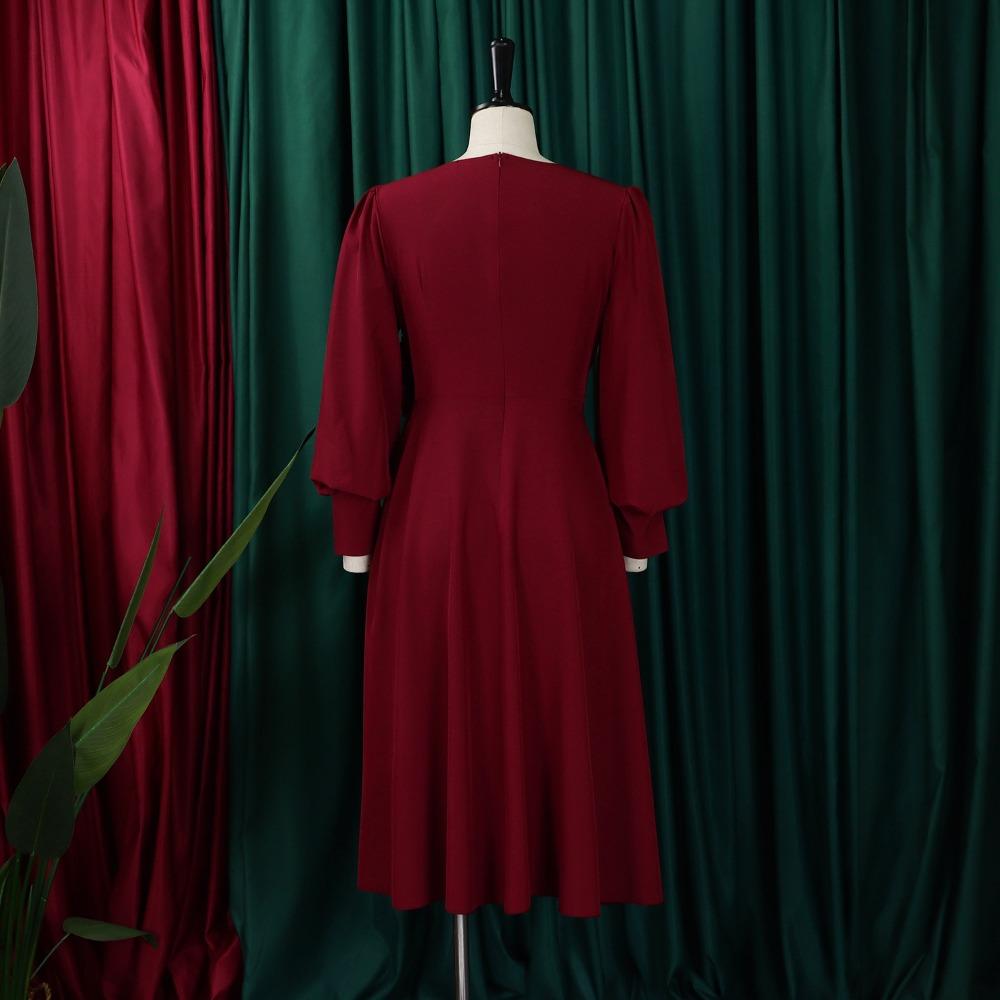 Mode Einfarbig A-Linien-Kleid Hohe Taille Elegant Übergröße Damenkleid Crossborder Frühling