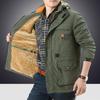Autumn and Winter Men's Jacket Loose Casual Medium and Long Jacket Middle-aged Thickened Velvet Outdoor Charge Top Men