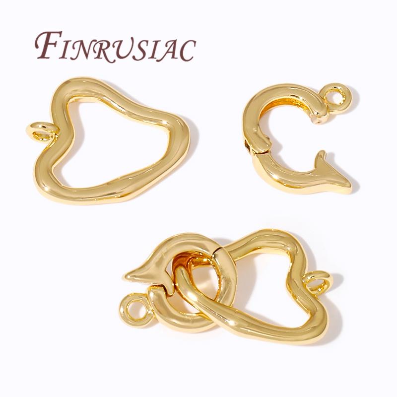 18K Real Gold Plated Heart Shape Connector Clasps,Pearl Clasp For Jewelry Making Findings DIY Accessories,Fastener Clasps