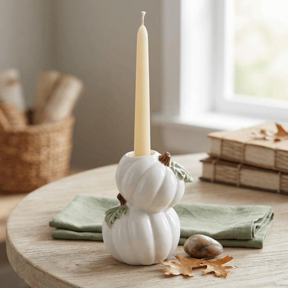 Ceramic Halloween Candle Stick Centerpiece Halloween Decor Pumpkin Candle Stand Tabletop Decor