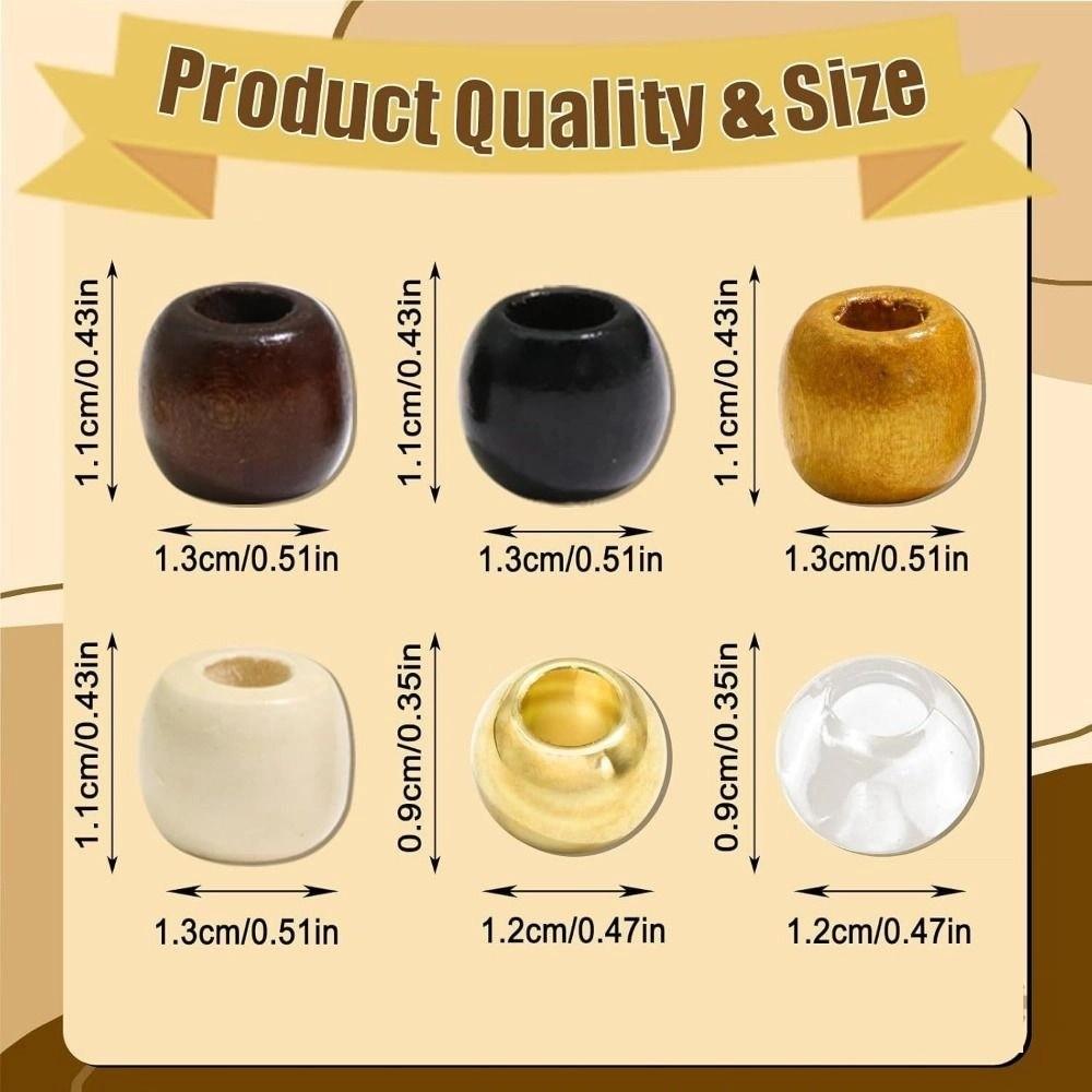 120Pcs Multi Style Dreadlock Hair Beads DIY Crafts Imitation Wood Bead Accessories  Hair Jewelry