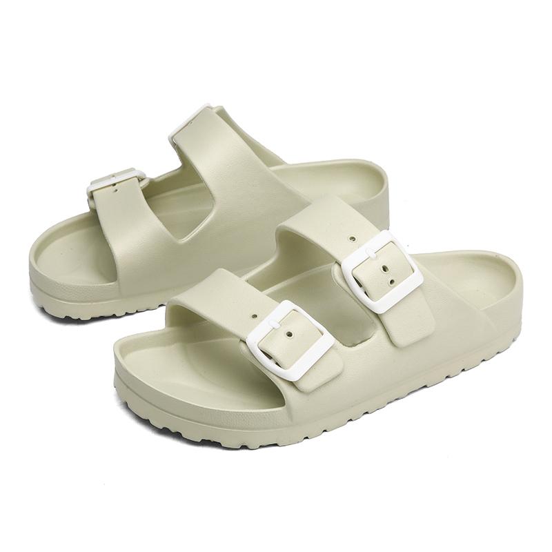Fehér papucs női Könnyű gumi Birken szandál két állítható pánttal Kettős csattal Otthoni cipő Beltéri papucs