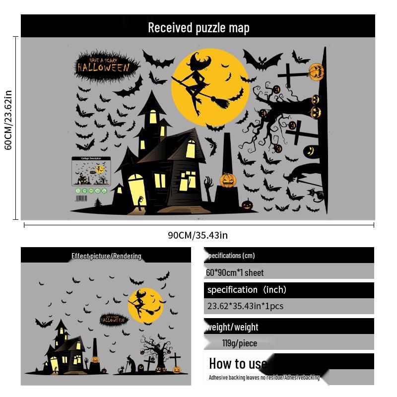 2025 Halloween Pumpkin & Witch Static Cling Wall & Window Stickers