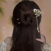 Flower hairpin, pearl and green bead tassel hair accessory, exquisite new Chinese style hair accessory hairpin