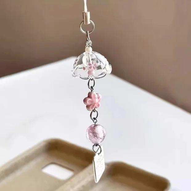 Exclusive 2 Sakura Wind Chime Handmade Phone Charm: Beaded & Versatile