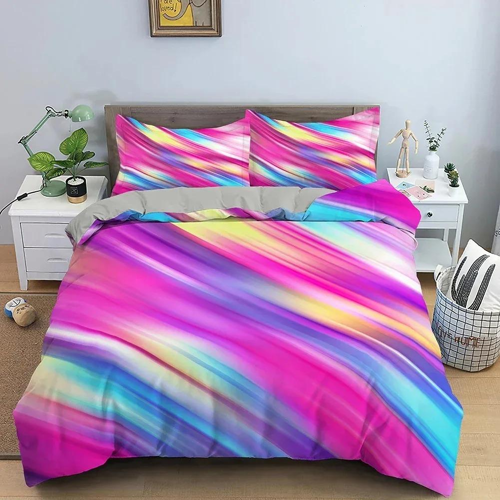 Stripe Geometric Bedding Set Breathable Duvet Cover With Pillowcase Adults Fashion Queen King Size Quilt Cover Home Textiles