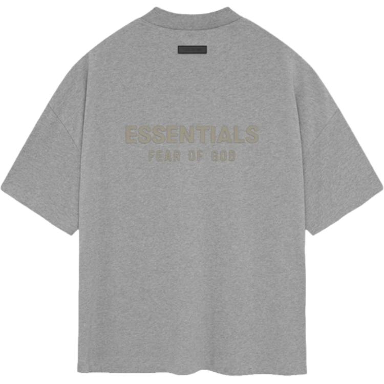 Fear of God Essentials V Neck T-Shirt Dark Heather Oatmeal Men Tops Grey 125SP244213F