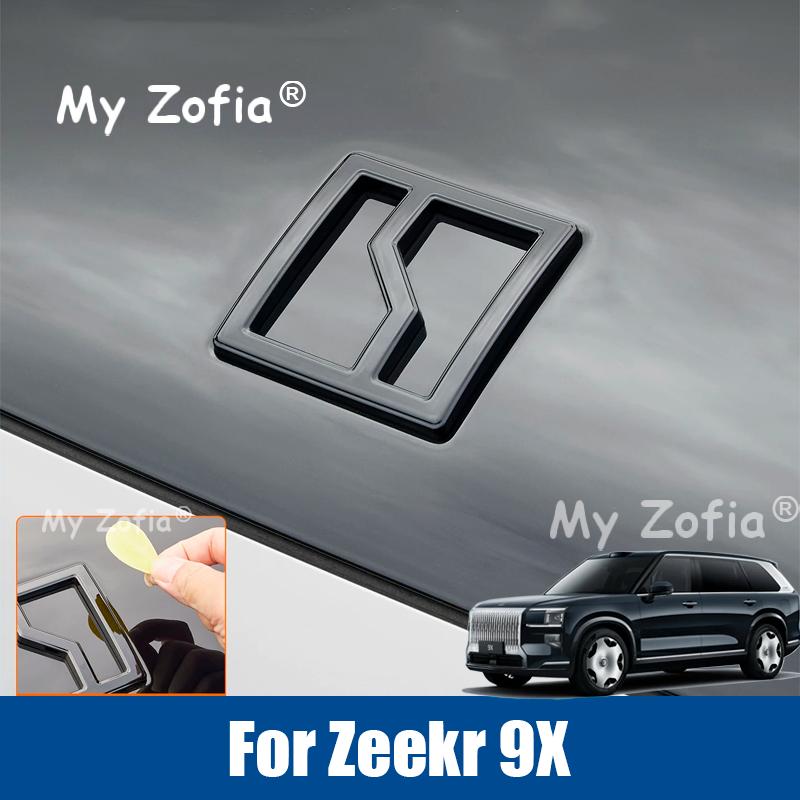 Für Zeekr 9X 2025 2026 Auto Schwarzes ABS Frontlogo Auto Heckemblem Abdeckung Dekor Aufkleber Rahmen Verkleidung Außen Dekorationszubehör