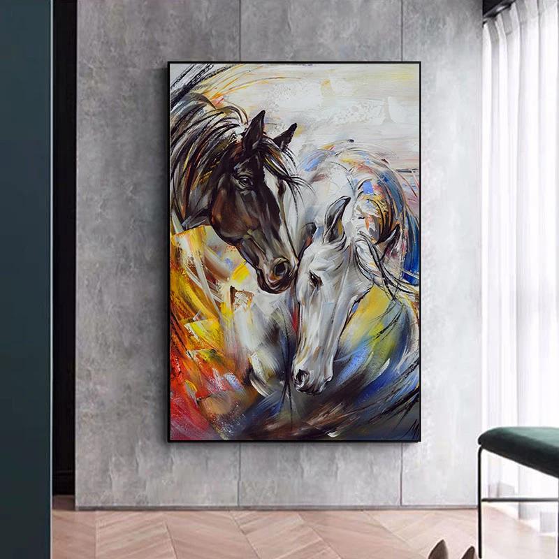 Modern Abstract Canvas Painting Interior Gold Foil Horse Zebra Animals Poster And Prints Wall Pictures For Living Room Decor