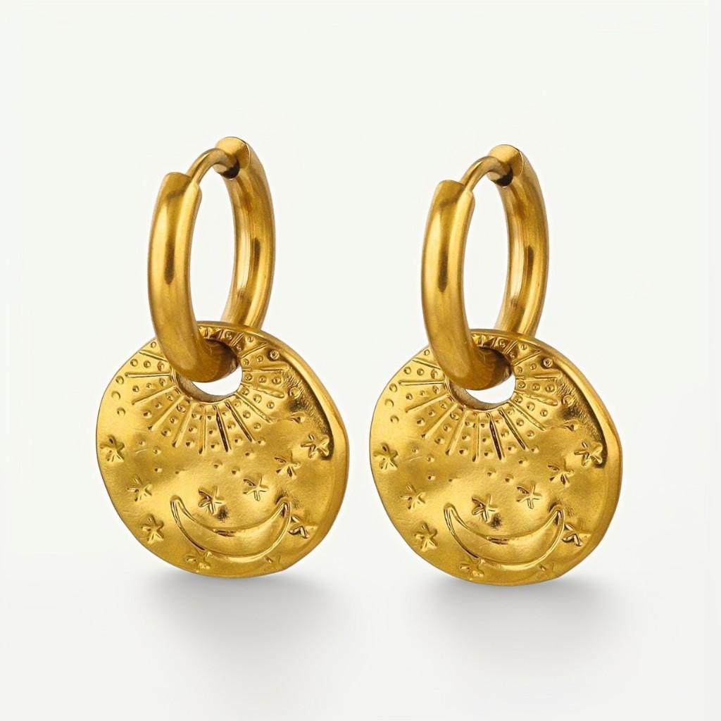 

Anti Allergy Gold Color Geometric Eardrop Fashion Moon Star Circle Eardrop Women Banquet Anniversary Jewelry Gifts