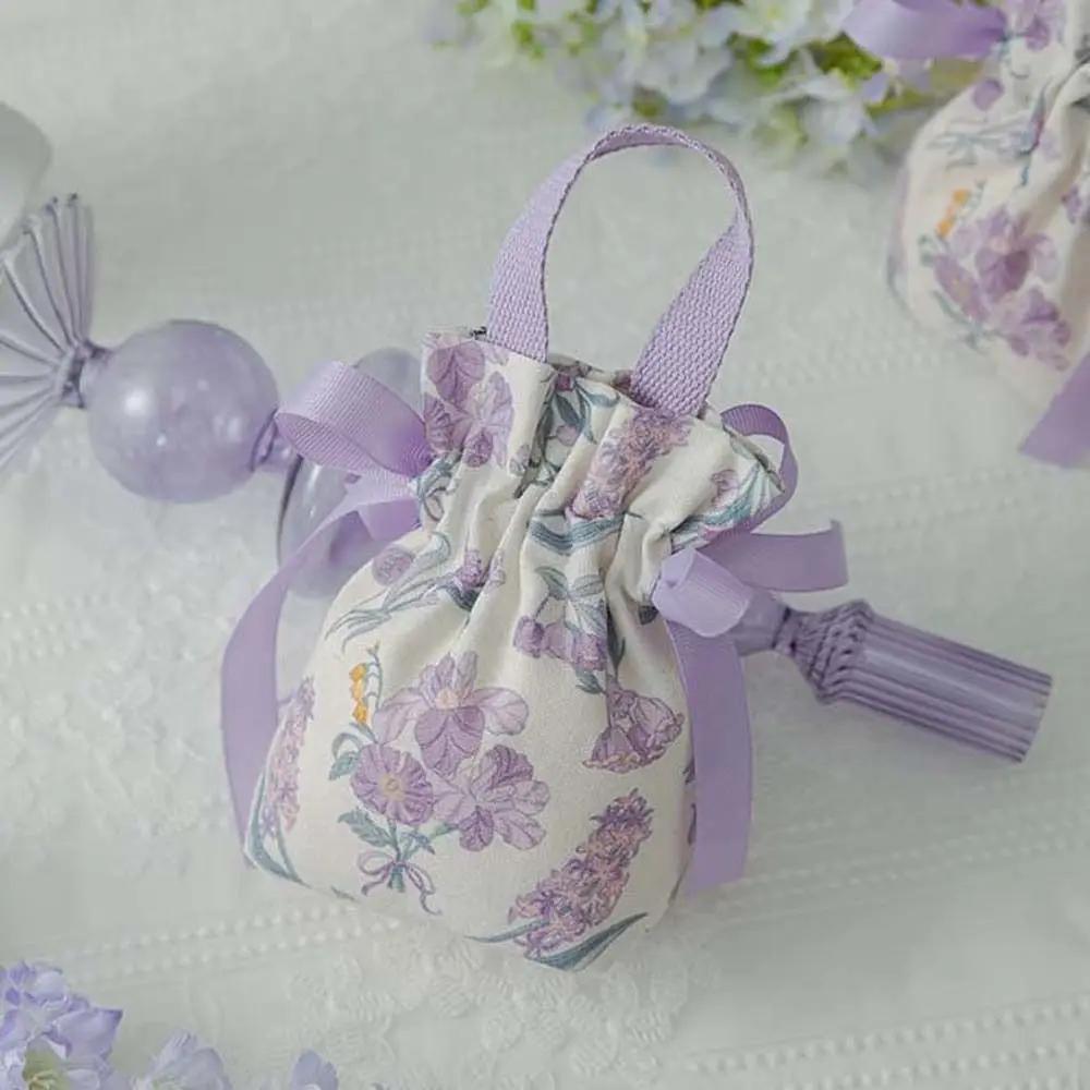 Sacs Cadeaux de Noël Toile Fleur Cordon de Serrage Sac d'Emballage Noël Mariage Bonbons Bijoux Emballage Sac Cadeaux Boîte à Sucre