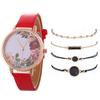 Stylish And Simple Rose Face Leather Belt Watch Female Pu Belt Quartz Lady Watch Watch Bracelet Set Female