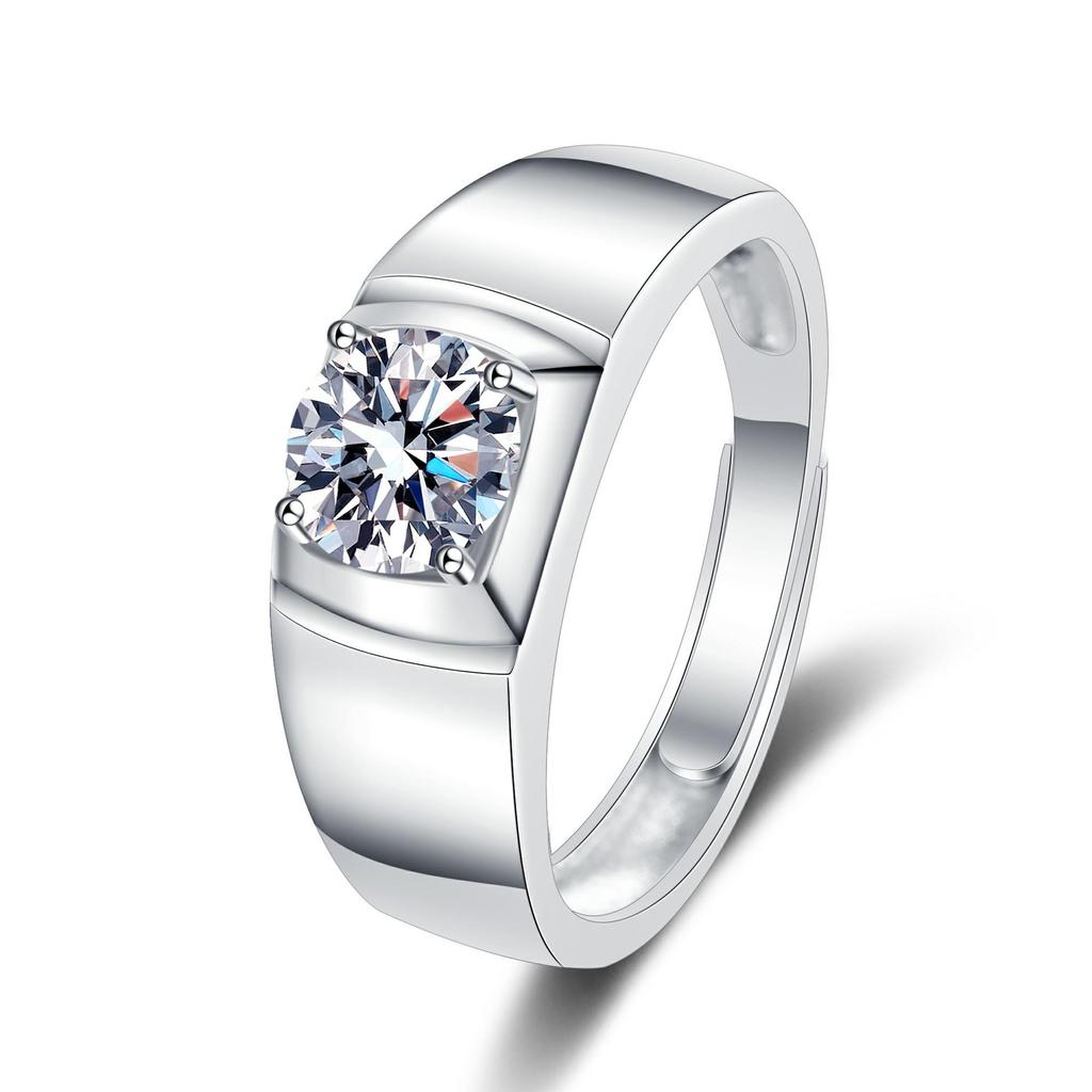 Korean Style Men's Moissanite Diamond Ring - Simple Fashion Band